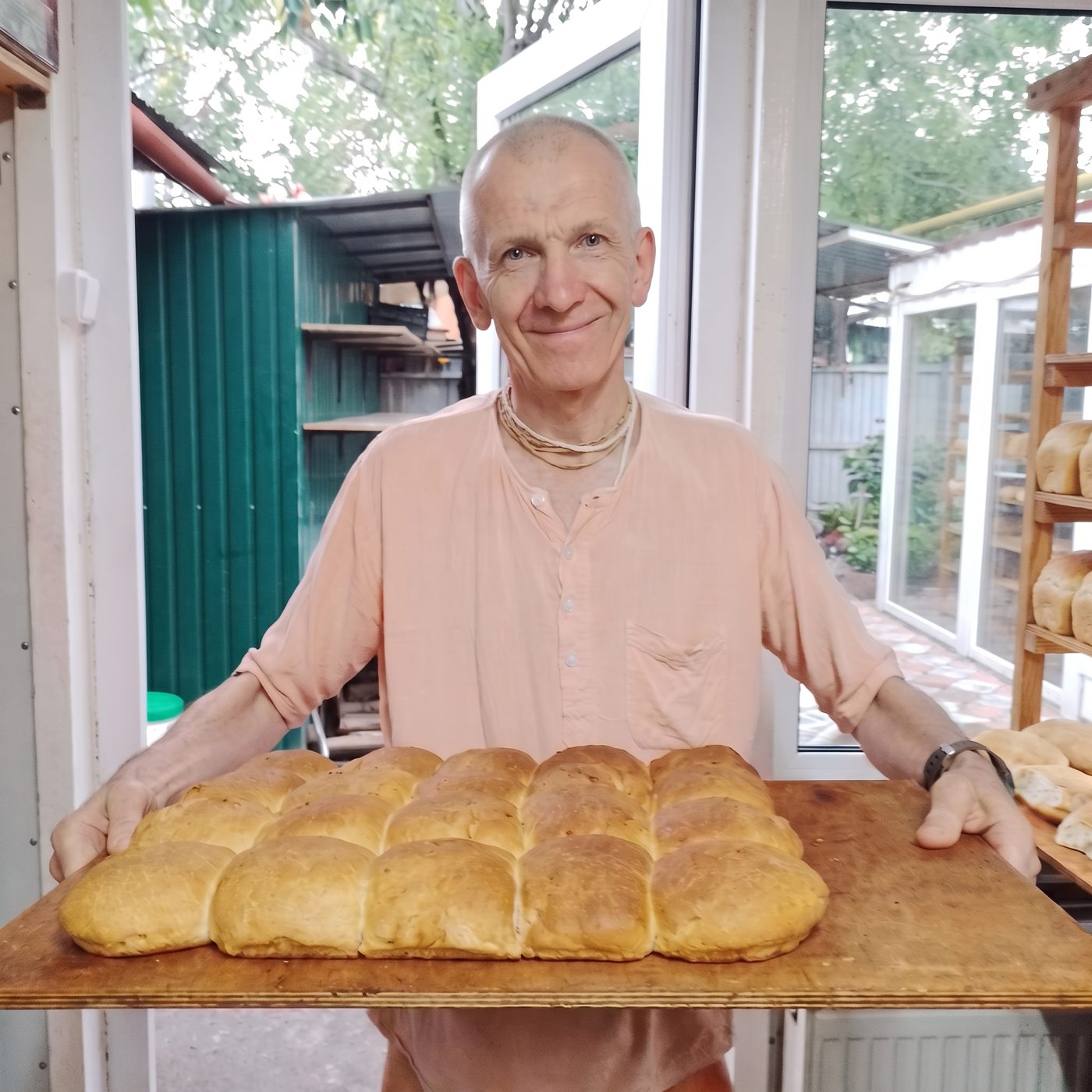 Volunteer Andrii at a hot meal distribution in Kharkiv